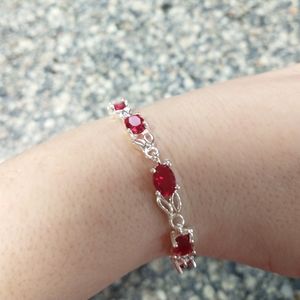 Sterling silver plated and simulated ruby bracelet